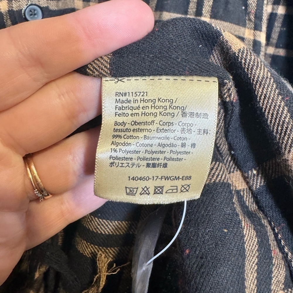 Scotch & Soda R’Belle Girls 12 Tan Black Distressed Plaid Button Down Dress - Picture 8 of 9